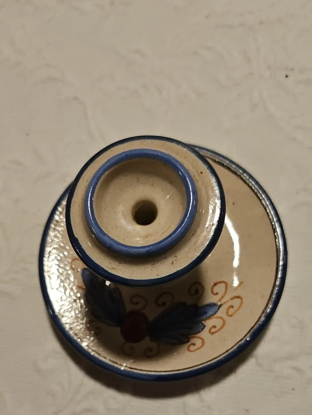VINTAGE C.A. POSITANO POTTERY CANDLE HOLDER MADE IN ITALY HANDPAINTED